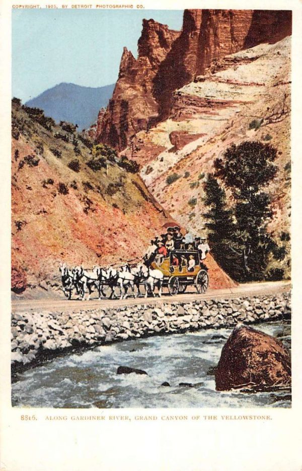 Yellowstone Park Wyoming Gardiner River Detroit Antique Postcard K107971
