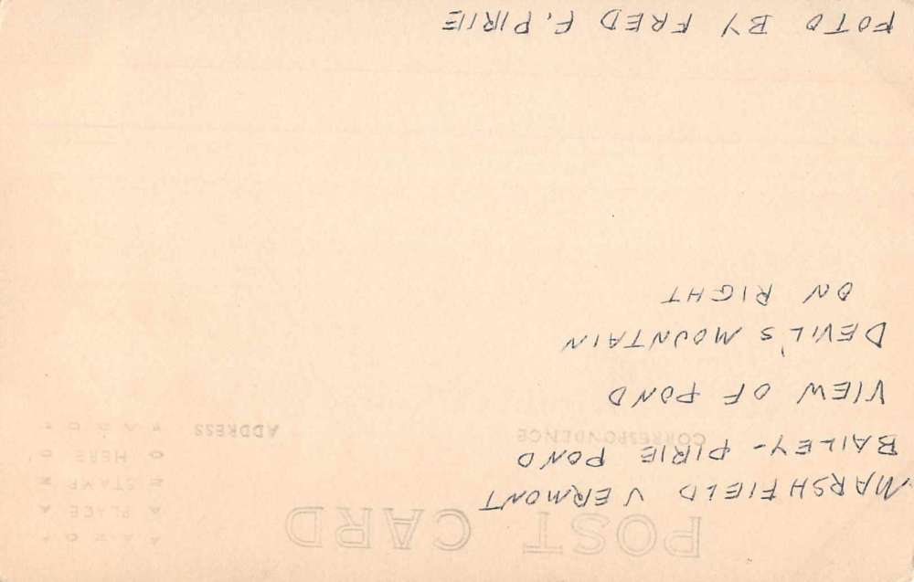 Marshfield Vermont Bailey Pirie Pond and Devil's Mtn real photo pc Z51006 - Image 2