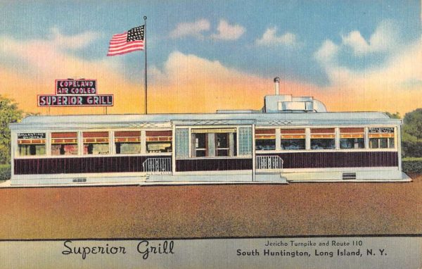 South Huntington New York Superior Grill Street View Antique Postcard K7876430