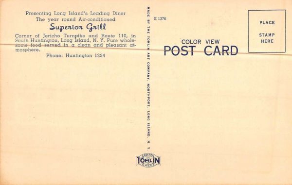 South Huntington New York Superior Grill Street View Antique Postcard K7876430 - Image 2
