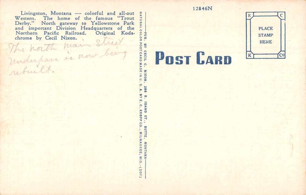 Livingston Montana Absaroka Mts Scenic View Vintage Postcard JA7471868 - Image 2