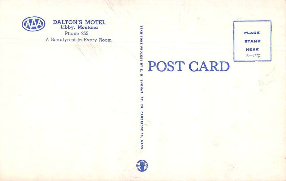 Libby Montana Dalton's Motel Vintage Postcard JA7471904 - Image 2