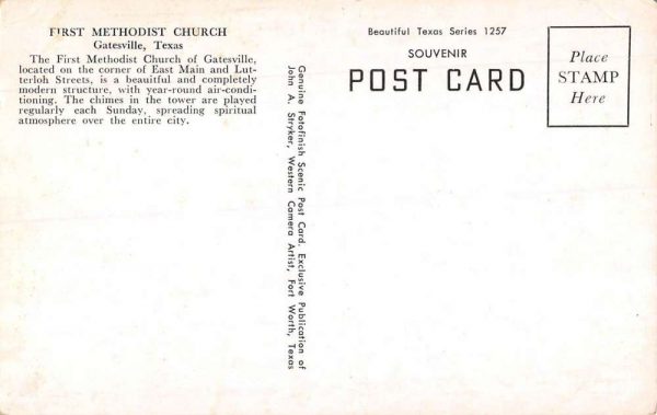 Gatesville Texas street scene First Methodist Church vintage pc Z51167 - Image 2