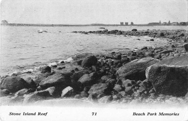 Stone Island Reef Connecticut scenic view Beach Park antique pc Z51191
