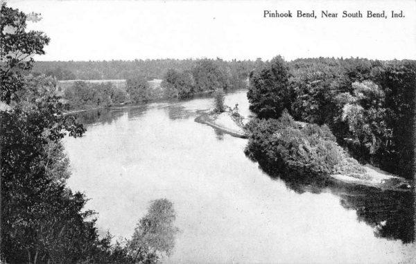 South Bend Indiana panoramic birds eye view Pinhook Bend antique pc Z51212