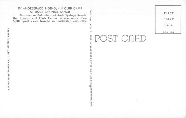 Rock Springs Ranch Kansas 4-H Club Camp horseback riders vintage pc Z51236 - Image 2