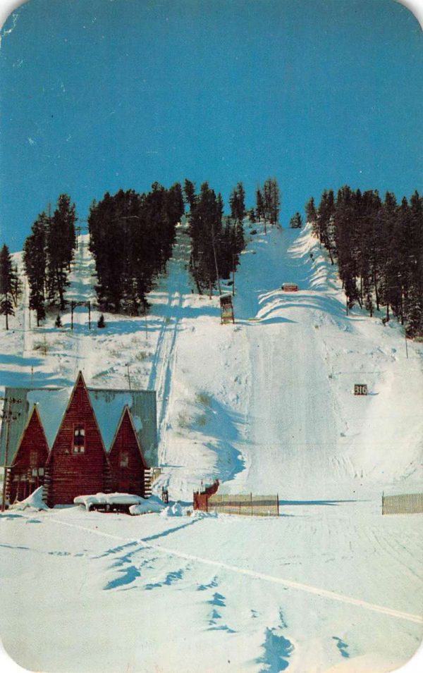 Steamboat Springs Colorado view of snow covered Howelson Hill vintage pc Z51257