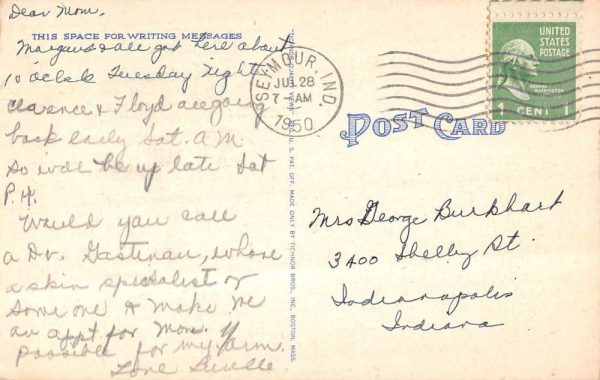Seymour Indiana Greetings From scenic river view linen antique pc Z51296 - Image 2