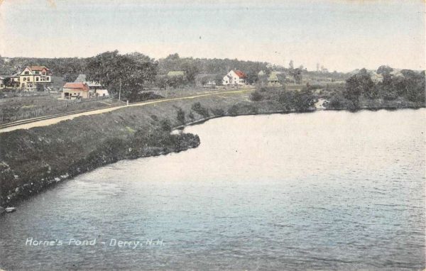 Derry New Hampshire Hornes Pond Waterfront Antique Postcard KA688524