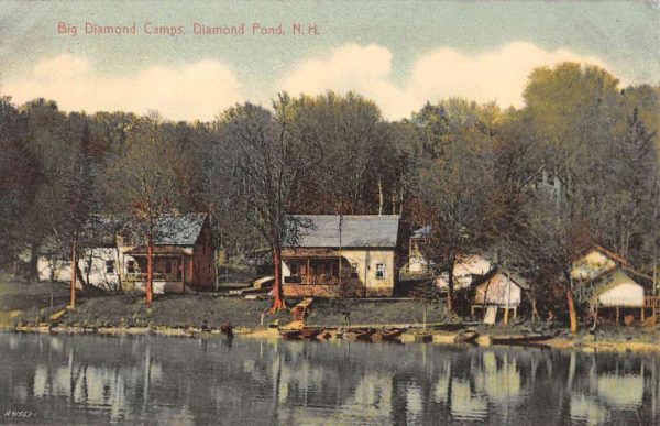 Diamond Pond New Hampshire Big Camps Waterfront Antique Postcard KA688526