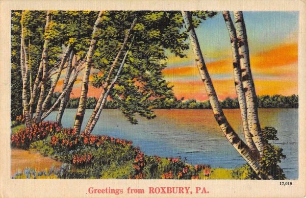 Roxbury Pennsylvania Sunset Waterfront Greeting Antique Postcard KA688543