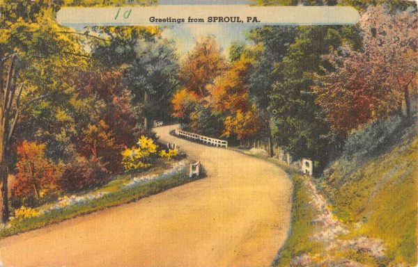 Sproul Pennsylvania Scenic Roadway Greeting Antique Postcard KA688545