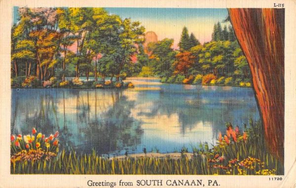 South Canaan Pennsylvania Scenic Waterfront Greeting Antique Postcard KA688551