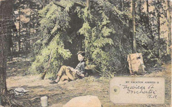 Dorchester New Hampshire Hunter Scout Boy Antique Postcard KA688560