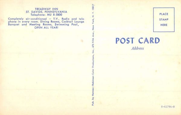 St Davids Pennsylvania Treadway Inn Street View Vintage Postcard KA688605 - Image 2