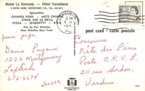 Repentigny Quebec Canada Motel Le Kennedy Multiview Vintage Postcard KA688618 - Image 2