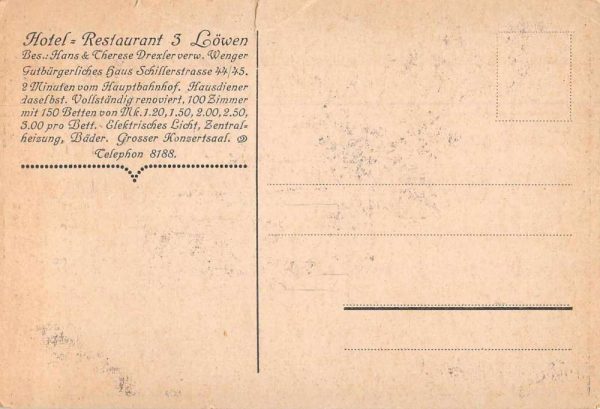 Munchen Munich Germany Hotel Drei Lowen Lions Vintage Postcard JB627526 - Image 2