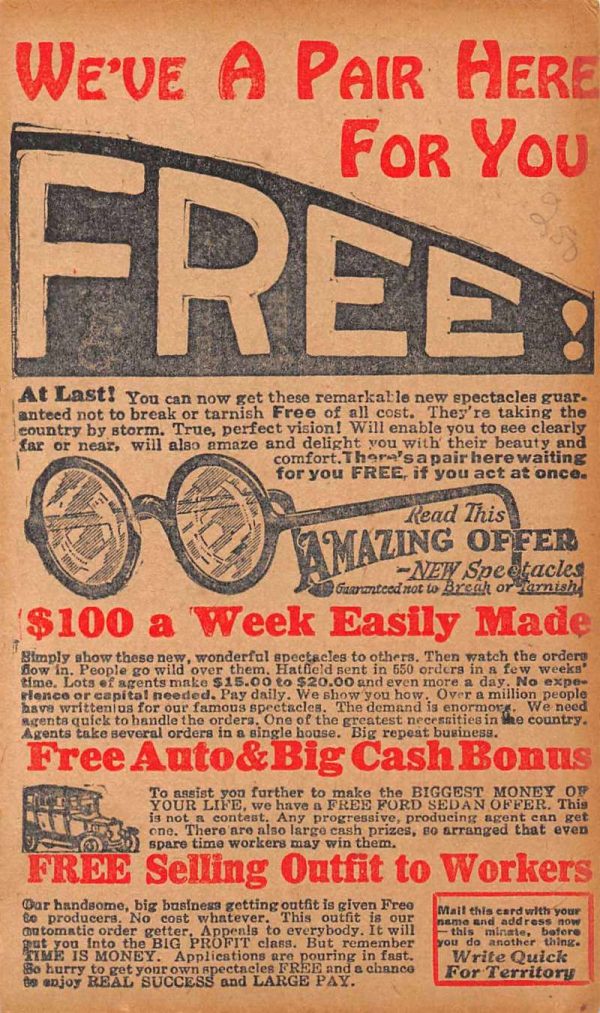 Chicago Illinois TF Optical Co Glasses Ad Vintage Postcard JB627531