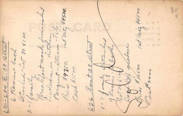 Brooklyn New York Residences Real Estate Sale Info Real Photo Postcard JB627547 - Image 2