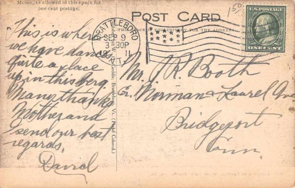 Brattleboro Vermont Island Park Pavilion Entrance Vintage Postcard JC932099 - Image 2