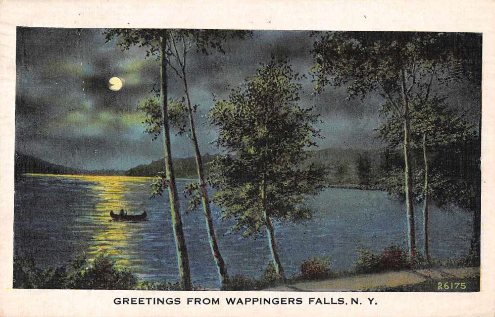 Wappingers Falls New York Greetings View at Night Vintage Postcard JC932809 Mary L. Martin Ltd