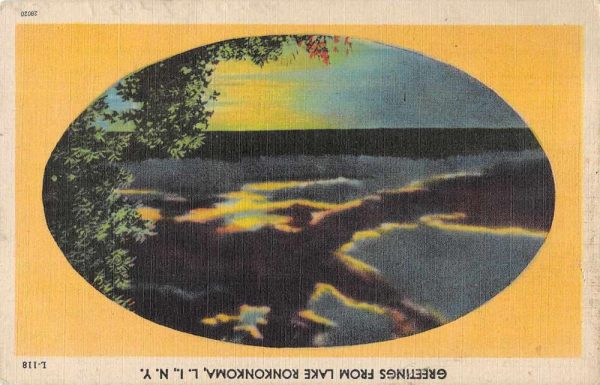 Lake Ronkonkoma Long Island New York Greetings Night View PC JC932818