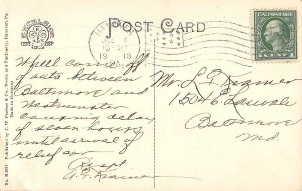 Hanover Pennsylvania Baltimore Street Vintage Postcard JC932947 - Image 2