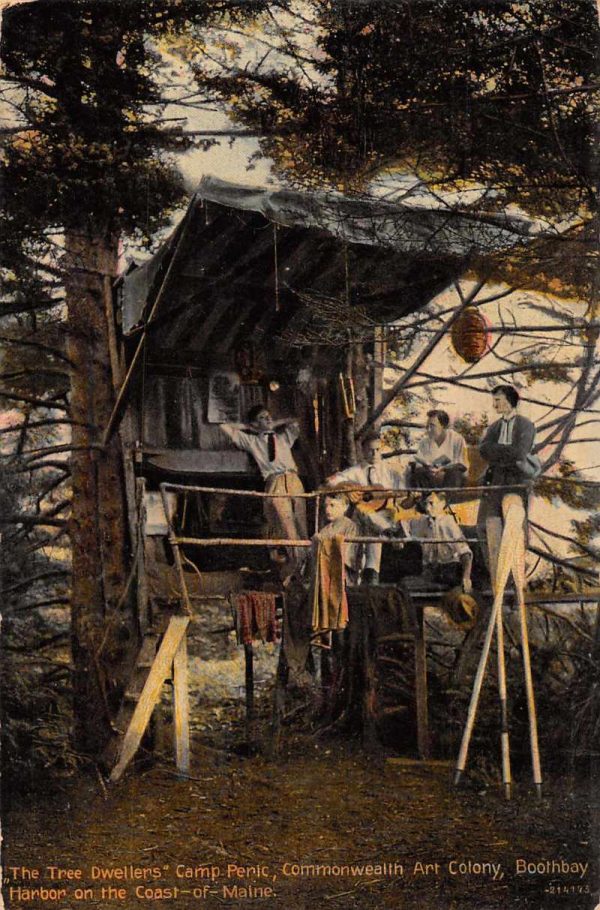 Boothbay Harbor Maine Camp Peric Tree House Vintage Postcard JC932953