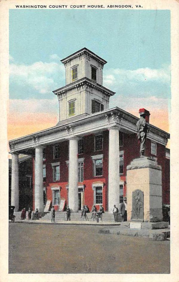 Abingdon Virginia Court House Confederate Monument Vintage Postcard