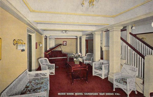 San Diego California music room inside Hotel Sandford antique pc ZA440832