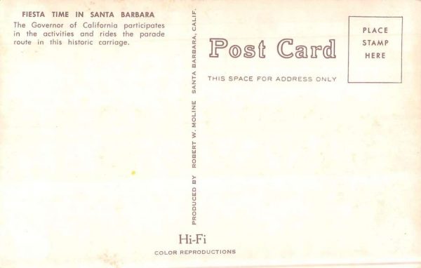 Santa Barbara California Fiesta Time Governor float vintage pc ZA440873 - Image 2