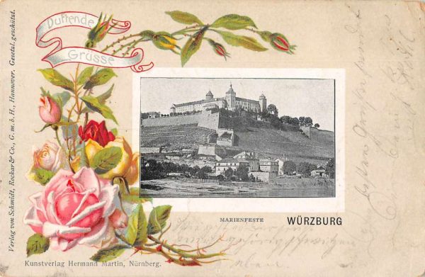 Wurzburg Germany Marienfeste Duftende Gruss aus Vintage Postcard JE229064