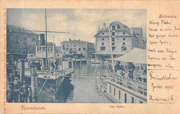 Rorschach Switzerland Schweiz Harbor View Boats Postcard JE229070