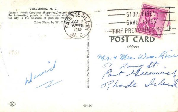 Goldsboro North Carolina Business District Watch Repair Postcard JE229153 - Image 2