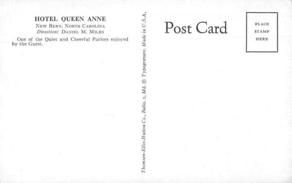 New Bern North Carolina Hotel Queen Anne Parlor Interior Postcard JE229257 - Image 2
