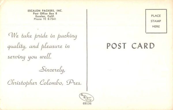 Escalon California Escalon Packers Birds Eye View Vintage Postcard JE229269 - Image 2
