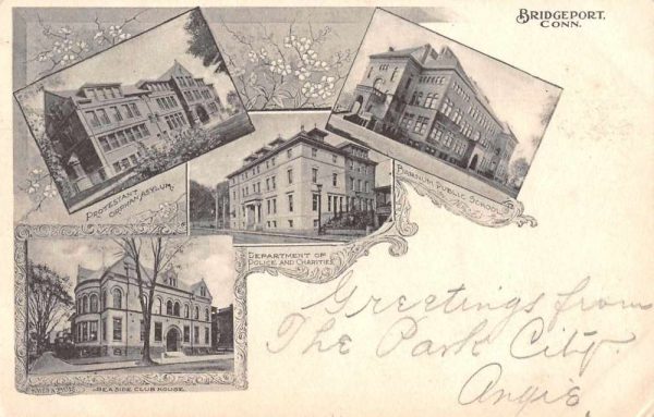 Bridgeport Connecticut Buildings Police School Vintage Postcard JE229304