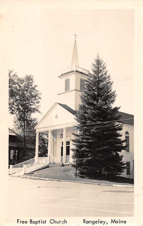 Rangeley Maine Free Baptist Church Real Photo Vintage Postcard JE229315