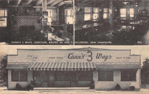 Hillsboro New Hampshire Cann's 3 Ways Restaurant Vintage Postcard JE229319