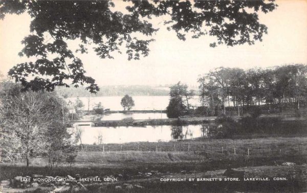 Lakeville Connecticut Lake Wononscopomuc Real Photo Vintage Postcard JE229323