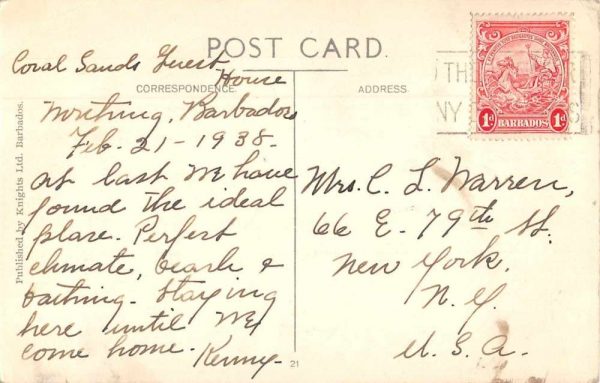 Barbados Caribbean Barbados Aquatic Club Scenic View Vintage Postcard JE229342 - Image 2