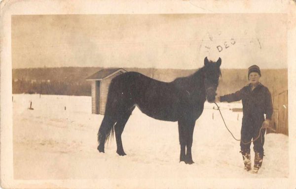 Redfield New York Boy with Horse Real Photo Vintage Postcard JE229409