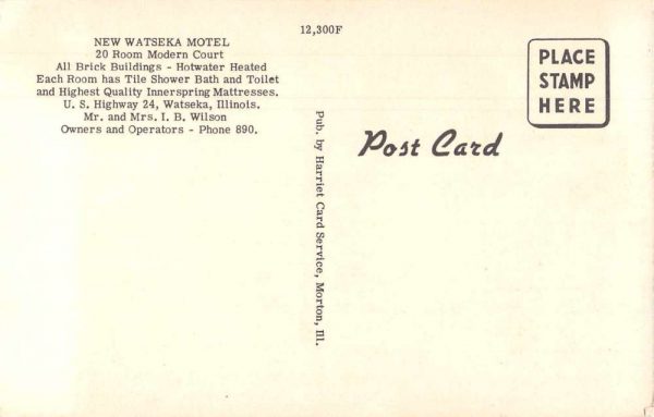 Watseka Illinois Watseka Motel Exterior Vintage Postcard JE229492 - Image 2