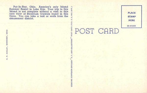 Put-in-Bay Ohio Crystal Cave Entrance Vintage Postcard JE229501 - Image 2