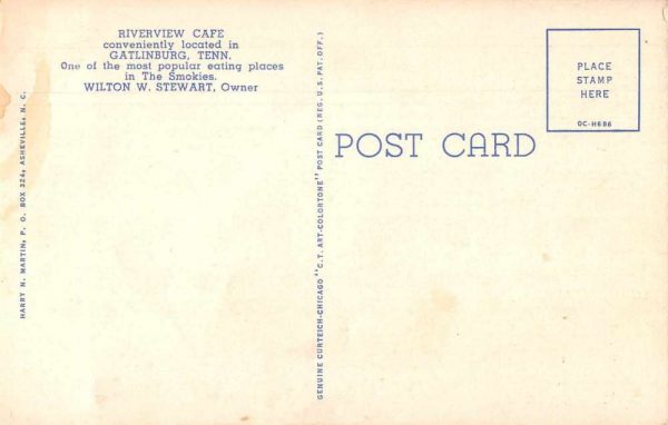 Gatlinburg Tennessee Riverview Cafe Linen Vintage Postcard JE229507 - Image 2