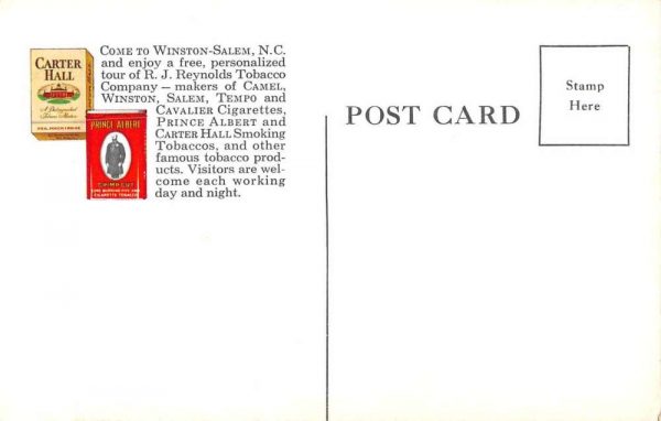 Winston Salem North Carolina RJ Reynolds Tobacco Co Factory Postcard JE229512 - Image 2