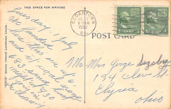 Cedartown Georgia Greetings Road Scenic View Vintage Postcard JE229522 - Image 2