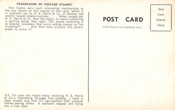 Boston Massachusetts Loading Mail Harris and Co Stamps Vintage Postcard JE229559 - Image 2