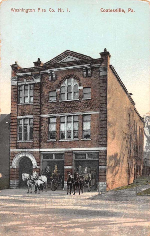 Coatesville Pennsylvania Washington Fire Co Steam Fire Wagons Postcard JE229671