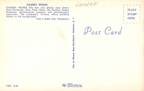 Rochester New York Eastman Kodak Co Camera Works Office Postcard JE229730 - Image 2